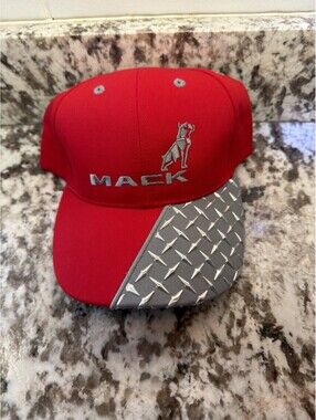 MACK Embroidered MACK Truck Dog Logo Modern Trucker Hat Adult Red New